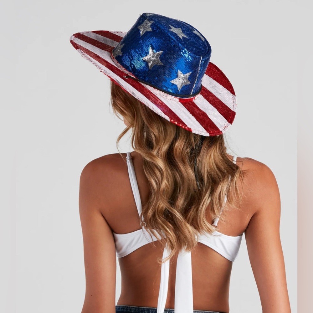 Sequin American Flag Cowboy Hat